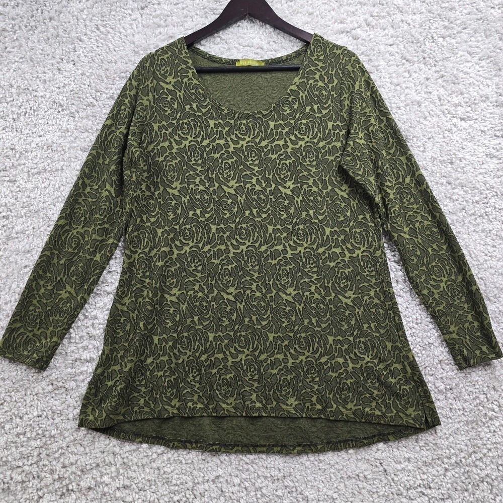 Cut Loose Womens Green Floral Long Sleeve Top Size Large Goblincore Forest